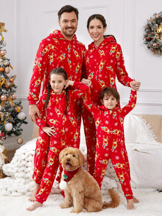 Christmas With Reindeer Printed Family Matching Pajama Set