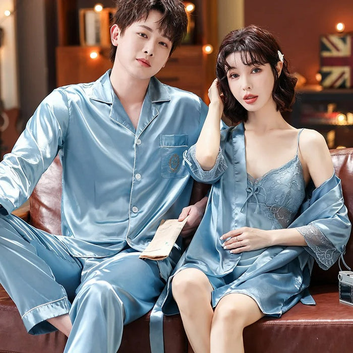 Lace Sling Silk Couple Pajama Set