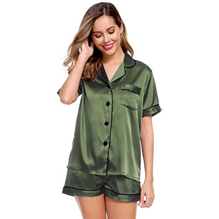 Comfy Women's Silk Short Sleeve Pajama Suit