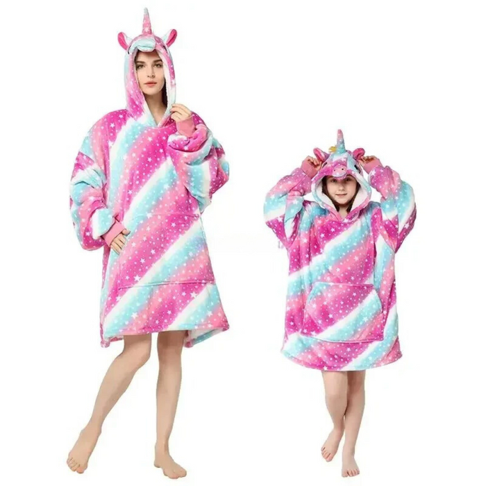 Unicorn Family Onesies Hoodie Blanket Set