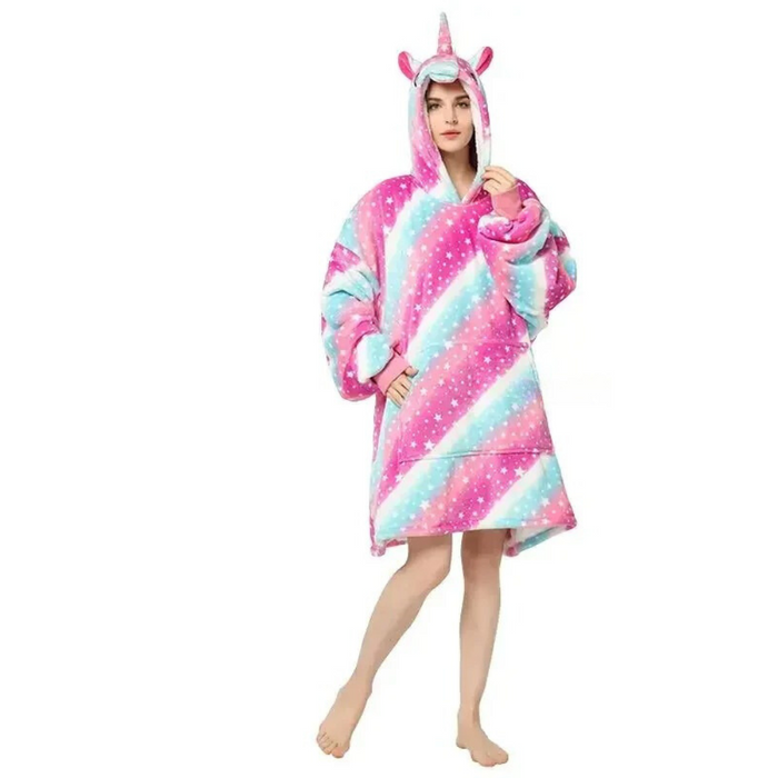 Unicorn Family Onesies Hoodie Blanket Set