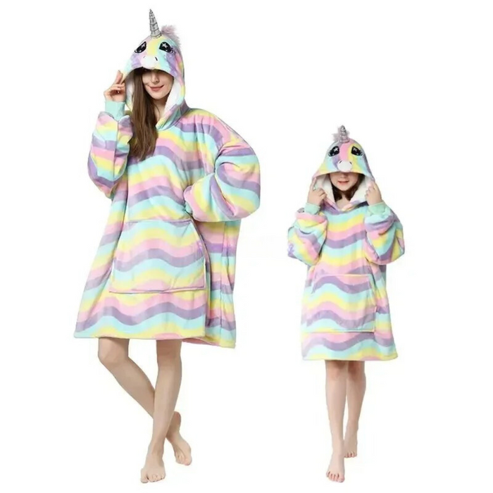 Unicorn Family Onesies Hoodie Blanket Set