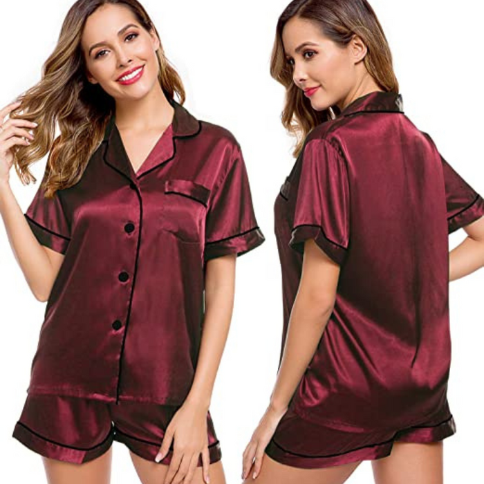 Comfy Women's Silk Short Sleeve Pajama Suit