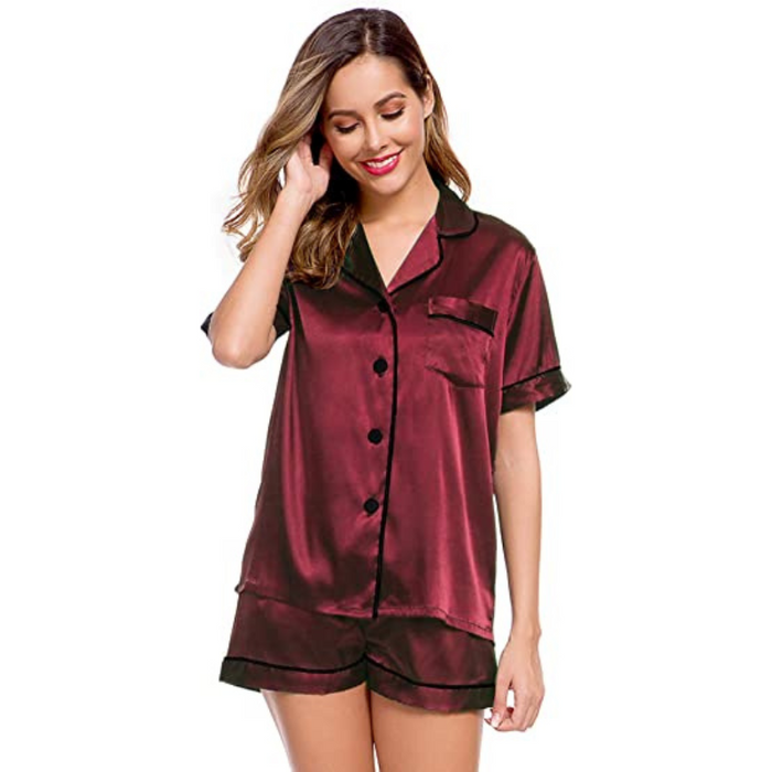 Comfy Women's Silk Short Sleeve Pajama Suit