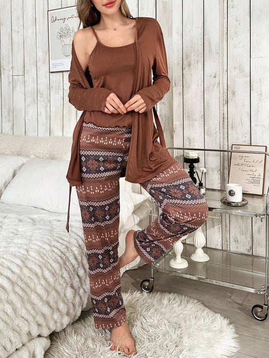 Three Piece Solid Color Top And Pants Set