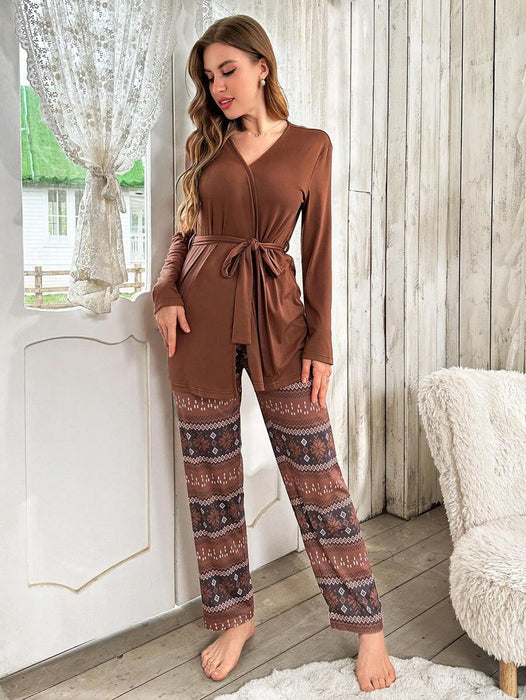 Three Piece Solid Color Top And Pants Set