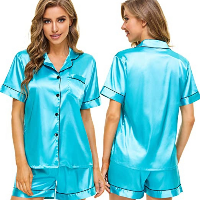 Comfy Women's Silk Short Sleeve Pajama Suit