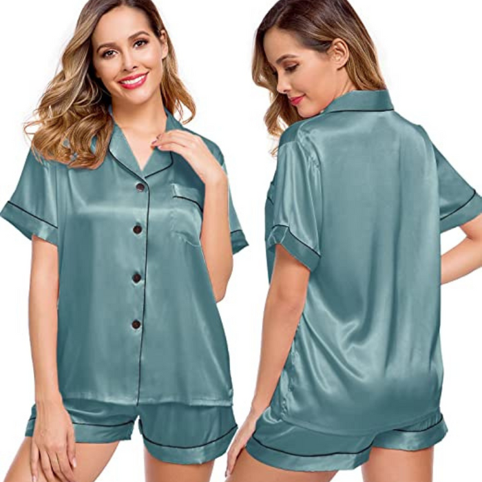 Comfy Women's Silk Short Sleeve Pajama Suit