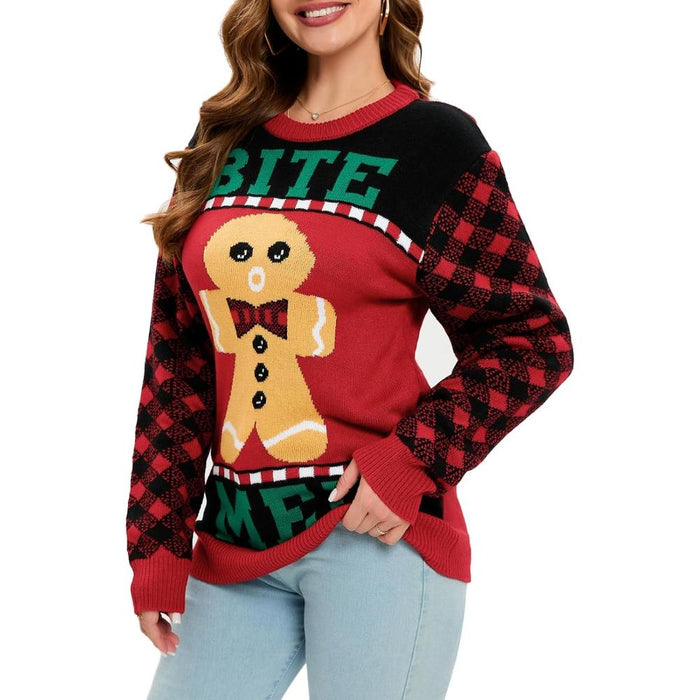 Christmas Crew Sweater With Novelty Holiday Print