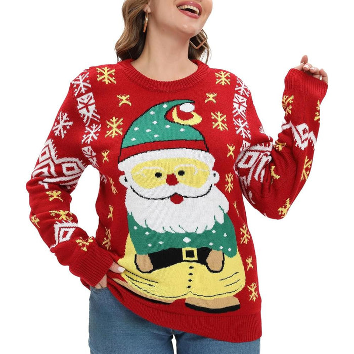 Christmas Crew Sweater With Novelty Holiday Print