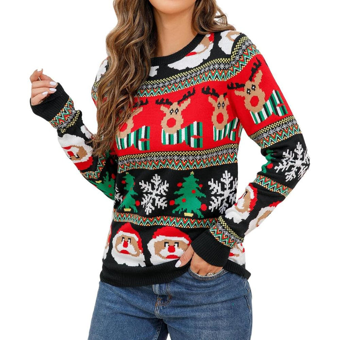 Christmas Crew Sweater With Novelty Holiday Print