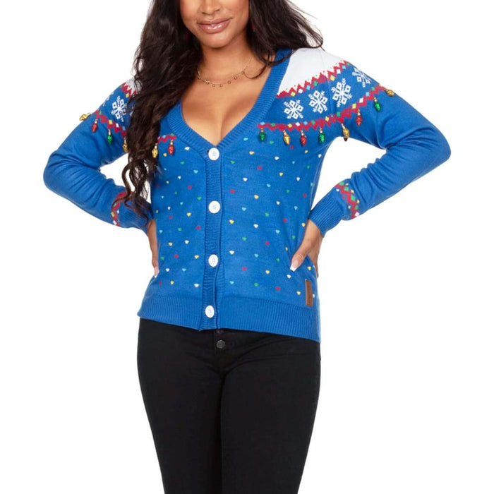 Holiday Sweater With Reindeer And Snowflake Design