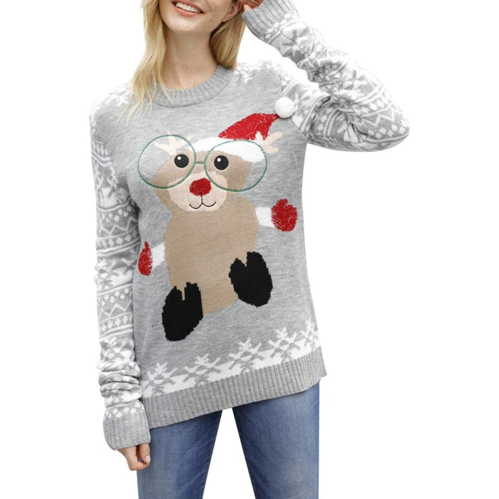 Long Sleeve Christmas Sweater With Holiday Print