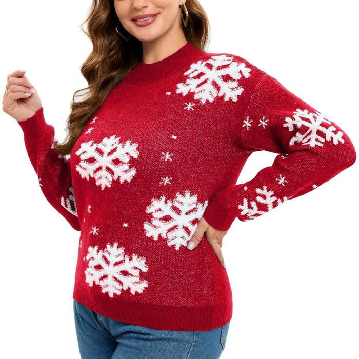 Christmas Crew Sweater With Novelty Holiday Print