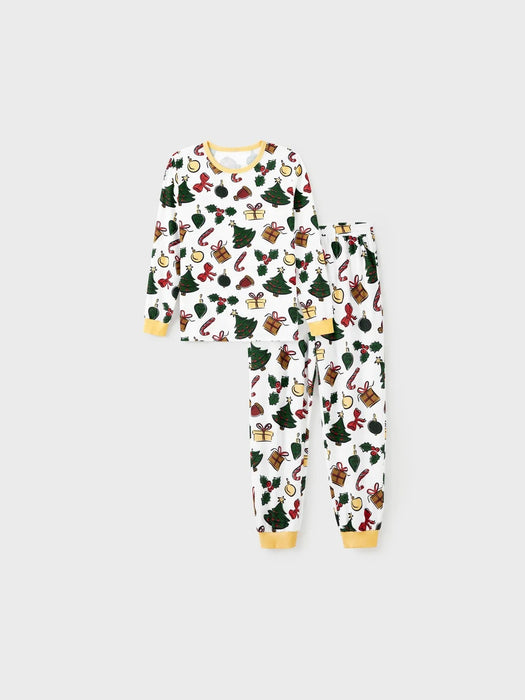 Christmas Tree And Gift Print Family Pajamas Set