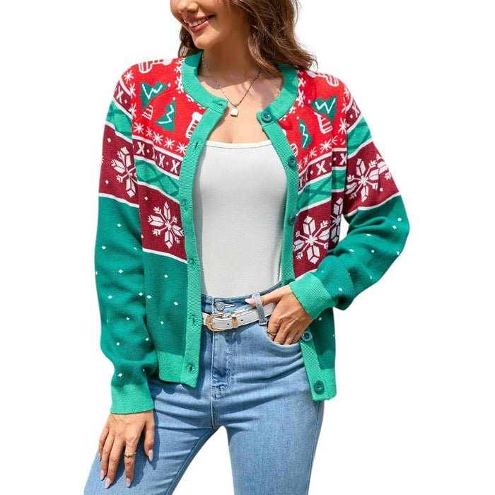 Button Down Holiday Cardigan Sweater