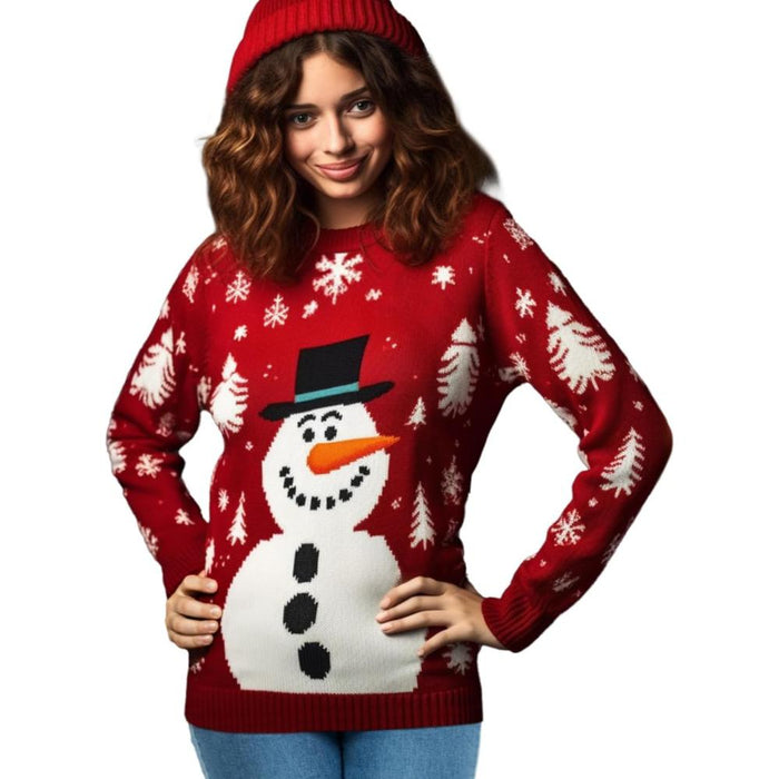 Christmas Crew Sweater With Novelty Holiday Print