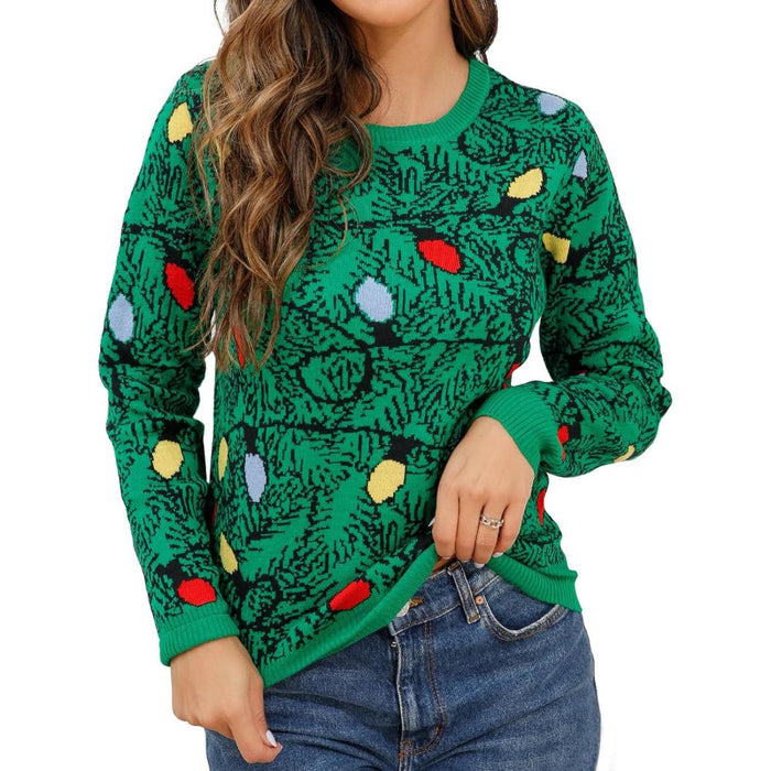 Christmas Crew Sweater With Novelty Holiday Print