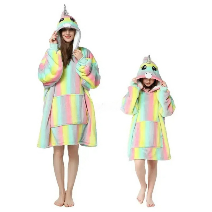 Unicorn Family Onesies Hoodie Blanket Set