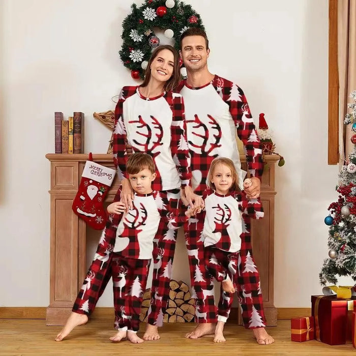 Reindeer Plaid Design Family Matching Pajama Set