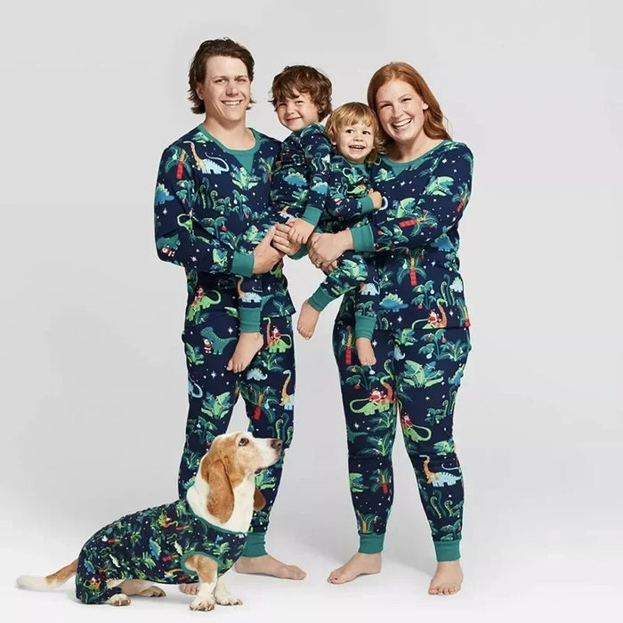 Family Matching Pajamas With Dinosaur Print