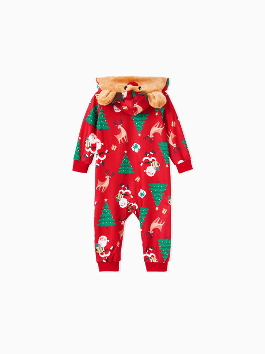 3D Reindeer Hooded Christmas Family Pajama Set