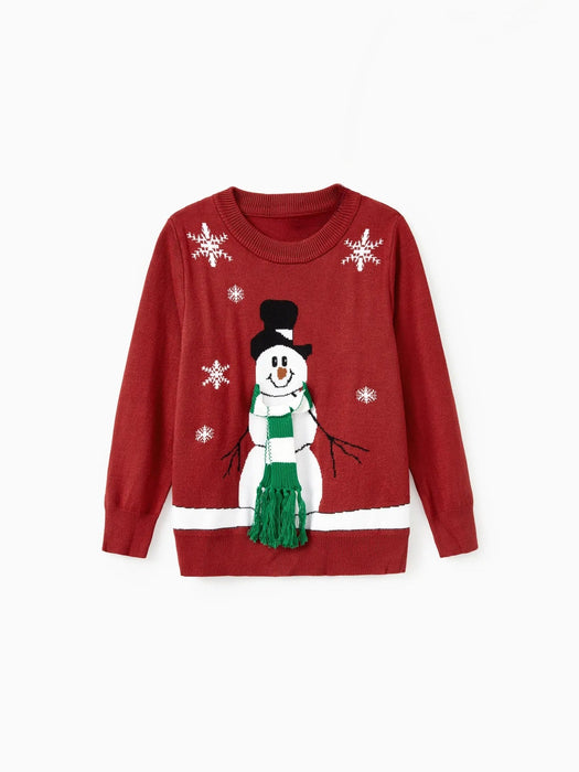 3D Scarf Snowman Design Matching Christmas Sweater Set