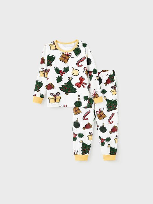 Christmas Tree And Gift Print Family Pajamas Set