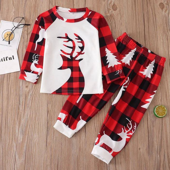 Reindeer Plaid Design Family Matching Pajama Set