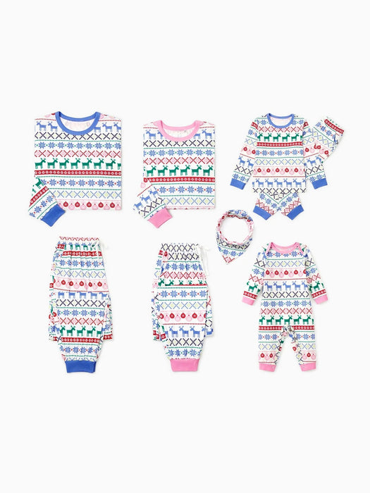 Reindeer And Snowflake Patterned Family Matching Pajama Sets