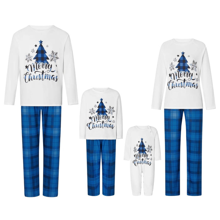 Family Matching Tree And Plaid Design Pajama Set