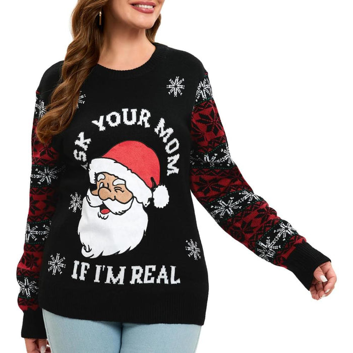 Christmas Crew Sweater With Novelty Holiday Print