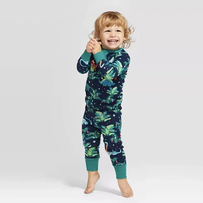 Family Matching Pajamas With Dinosaur Print