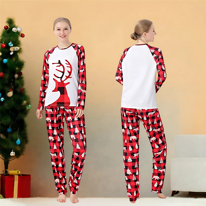 Reindeer Plaid Design Family Matching Pajama Set