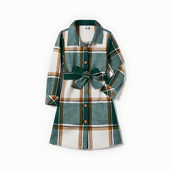 Family Matching Plaid Shirt And Dress Set