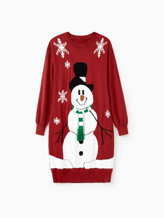 3D Scarf Snowman Design Matching Christmas Sweater Set