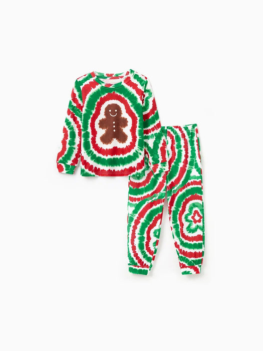 Christmas Tie Dye Gingerbread Man Family Pajamas Set