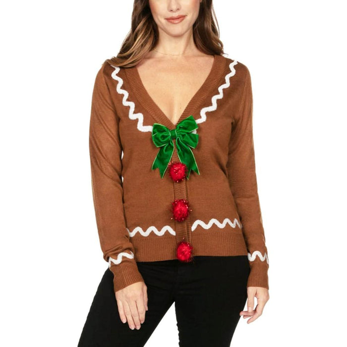 Holiday Sweater With Reindeer And Snowflake Design