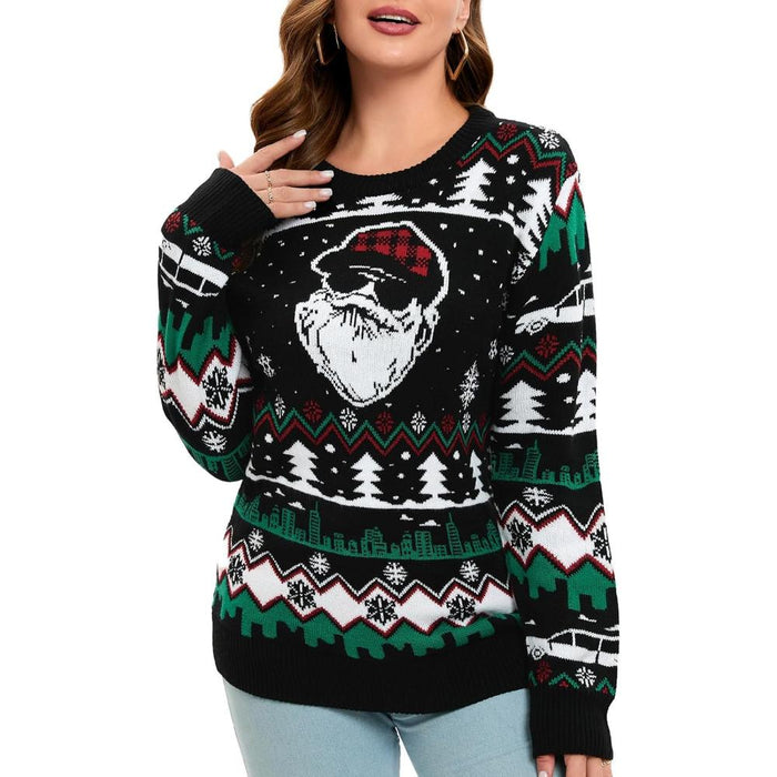 Christmas Crew Sweater With Novelty Holiday Print