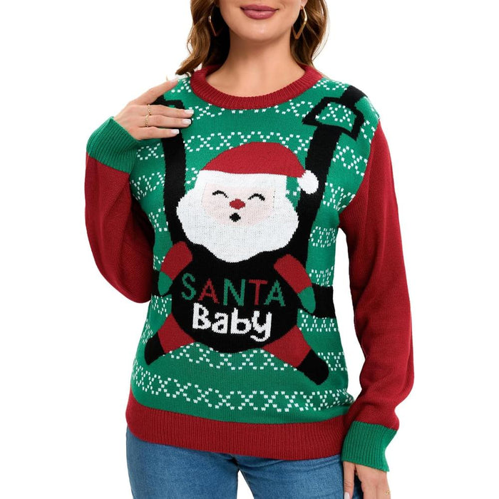 Christmas Crew Sweater With Novelty Holiday Print