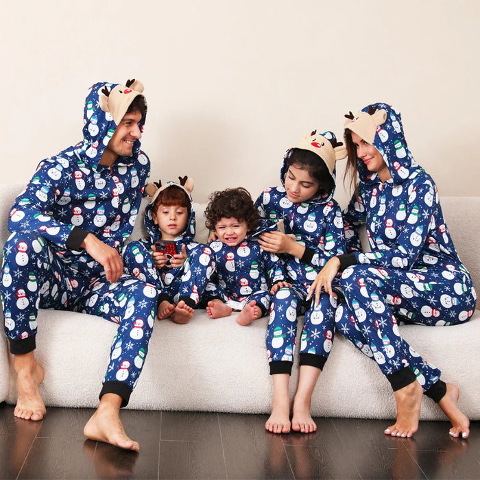 Family Matching Reindeer Hooded Pajama Set