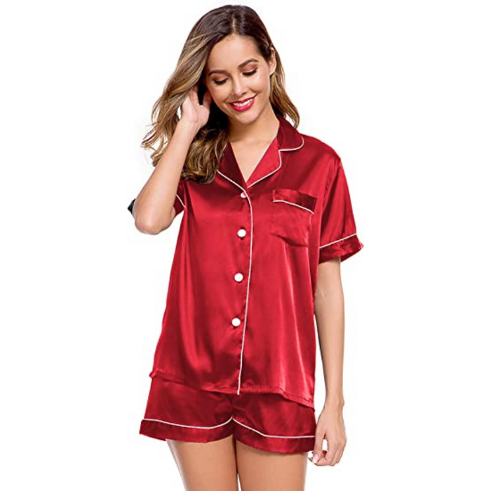 Comfy Women's Silk Short Sleeve Pajama Suit