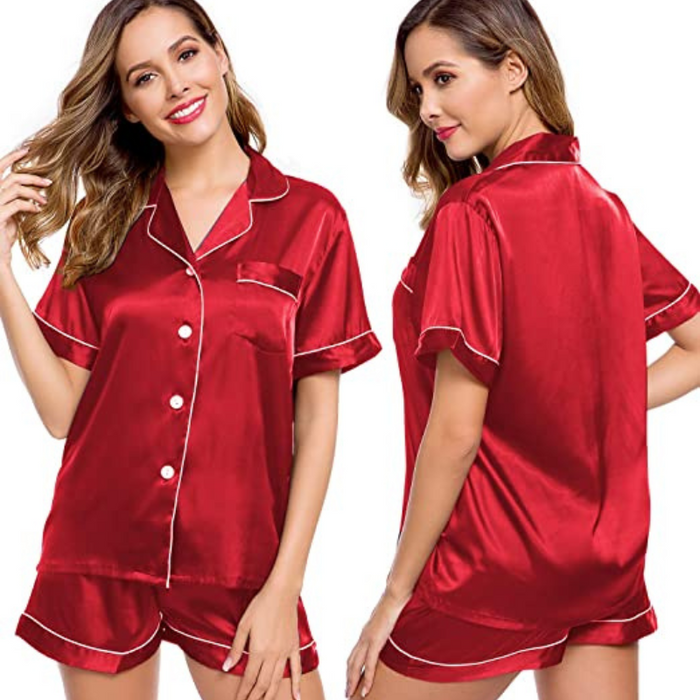 Comfy Women's Silk Short Sleeve Pajama Suit