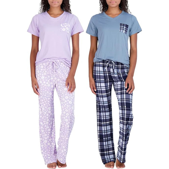 2 Pack Pajama And Short Sleeve T Shirt Set