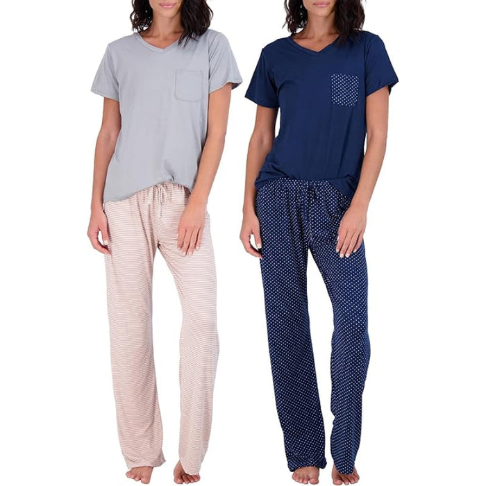 2 Pack Pajama And Short Sleeve T Shirt Set