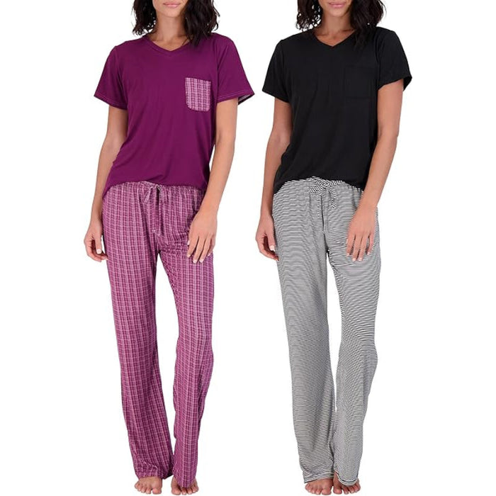 2 Pack Pajama And Short Sleeve T Shirt Set