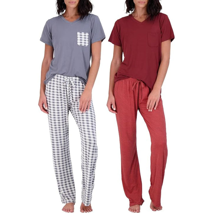 2 Pack Pajama And Short Sleeve T Shirt Set