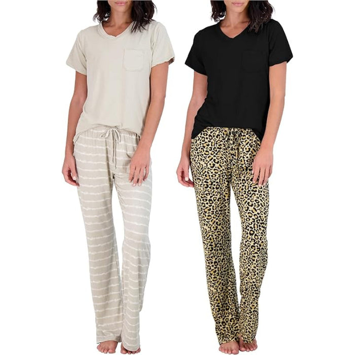 2 Pack Pajama And Short Sleeve T Shirt Set