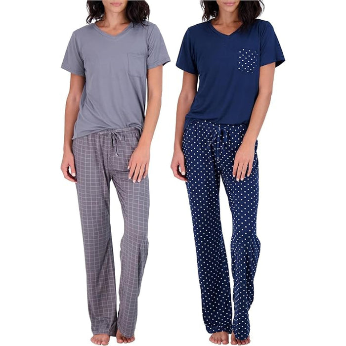 2 Pack Pajama And Short Sleeve T Shirt Set