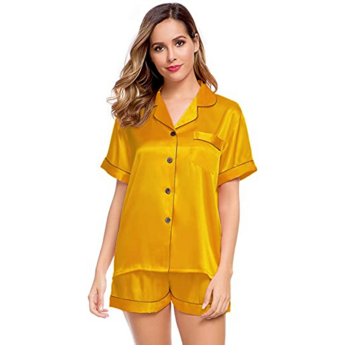 Comfy Women's Silk Short Sleeve Pajama Suit